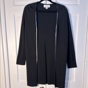 Vintage Casual Corner Elegant Open Front Black Cardigan/Topper Longer Length